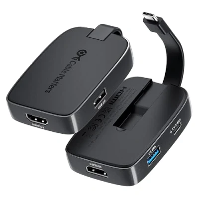 Abbildung von Cable Matters Portabler 4 in 1 USB C Hub HDMI 4K 60Hz 100W Laden, 10G A, (klappbarer auf multiport Adapter, HDMI) Kompatibel mit Thunderbolt für MacBook, Dell XPS