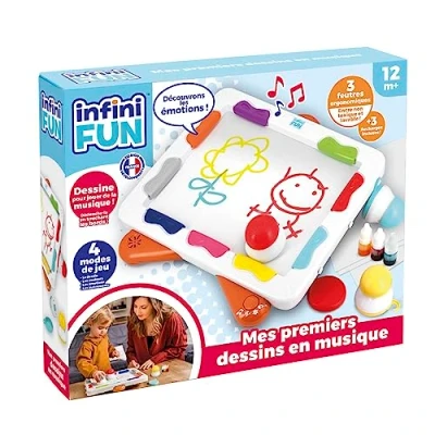 Abbildung von Infini Fun Meine ersten Zeichnungen in der Musik Mein erstes Kunstwerk mit dem Xylopad Staffelei &amp; Filzstifte für Kinder, Baby Kreatives Spielzeug, Lernspielzeug Kleinkinder ab 12