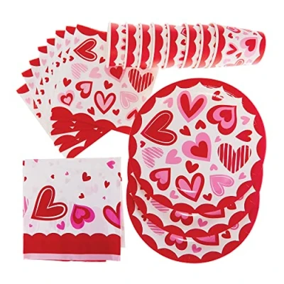 Abbildung von Baker Ross FX501 Herz Partygeschirr Set Packung mit 25 Teilen, Valentinstags für Kinderpartys