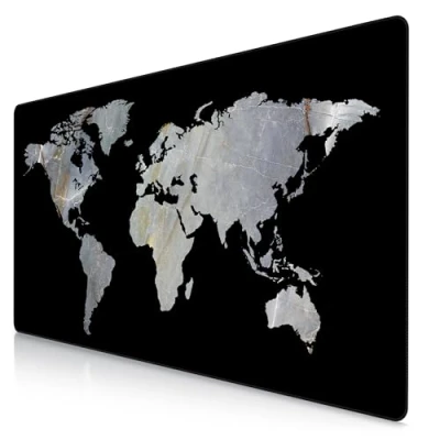 Abbildung von Titanwolf XXXL Übergröße Mauspad 1200x600mm, Gaming Mousepad Groß,120x60 cm Tischunterlage Large Size, Präzision und Geschwindigkeit XXXL, für Logitech Maus Tastatur, Weltkarte Marmor schwarz