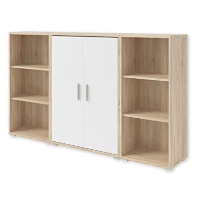 Abbildung von moebel dich auf Aktenschrank Highboard OFFICE LINE (Büroschrank, in Eiche Sonoma / weiß)