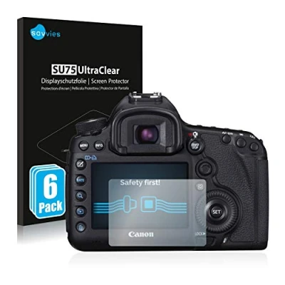 Abbildung von Savvies 6 Stück Schutzfolie für Canon EOS 5D Mark III Displayschutz Folie Ultra Transparent