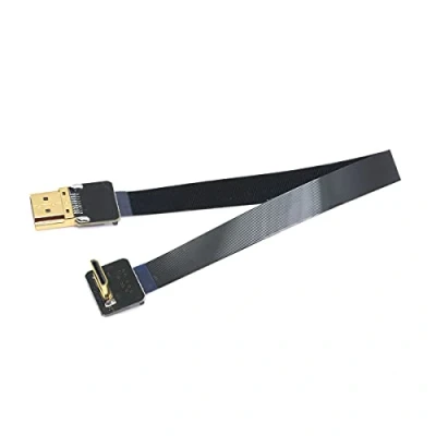 Abbildung von Cablecc FPV Mini HDMI Stecker auf Stecker, um 90 Grad abgewinkelt, FPC Flachkabel, 50 cm, für Luftfotografie mit Multicoptern