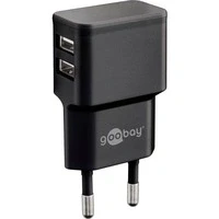 Abbildung von Goobay Dual USB Netzteil / Ladeadapter, 2,4A, 2x USB, flache Bauform, schwarz Ladegerät