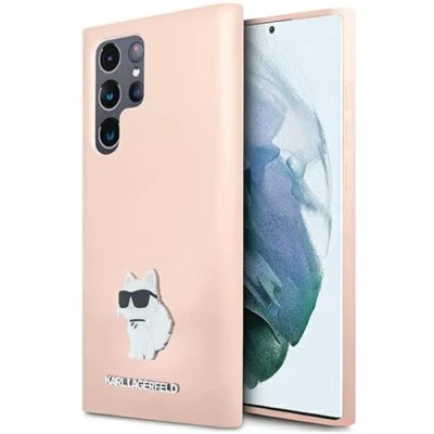 Abbildung von CG Mobile Karl Lagerfeld KLHCS23LSMHCNPP Hülle für S23 Ultra S918 Rosa Silicone Choupette Metal Pin