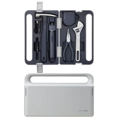 Abbildung von HOTO Werkzeugkoffer Gefüllt, 18 tlg, Werkzeugset mit Akkuschrauber Bits Set, Klein Werkzeugkasten Mini Werkzeugkiste Universal Werkzeug Set Tool Box, für den Haushalt Garage Heimwerker Reparaturen
