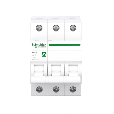 Abbildung von Schneider Electric R9F24325 Leitungsschutzschalter Resi9 3P, 25A, C Charakteristik, 6kA, Weiss