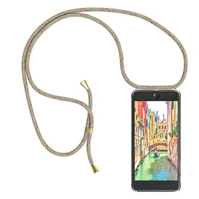 Abbildung von EAZY CASE Handykette kompatibel mit iPhone 7 Plus / 8 Handyhülle Umhängeband, Handykordel Schutzhülle, Silikonhülle, Hülle Band, Stylische Kette für Smartphone, Rainbow