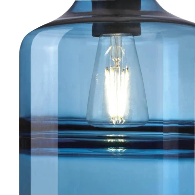 Abbildung von 63666 Einflammige Pendelleuchte von Westinghouse Lighting für Innenbereiche, Ausführung in Mattschwarz mit Saphirglas