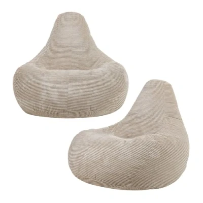 Abbildung von Icon Dalton Sitzsack Kinder, Beige, 2er Pack, Flauschiger Cord Stoff, mit Füllung, Bequemer Kinder Gaming Sessel, Kuschelsessel, Lese Schlafzimmer, Kinderzimmer, Spielzimmer