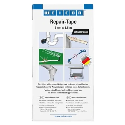 Abbildung von WEICON Repair Tape 1,5 m x 5 cm, Reparaturband für Notfallreparaturen an Rohren im Innen und Außenbereich, schwarz