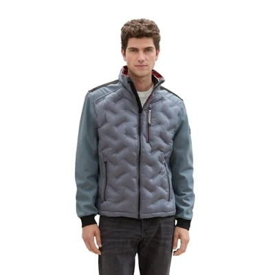 Abbildung von TOM TAILOR Herren 1041311 Lighweight Steppjacke mit Stehkragen, 28128 Stormy Teal, XL
