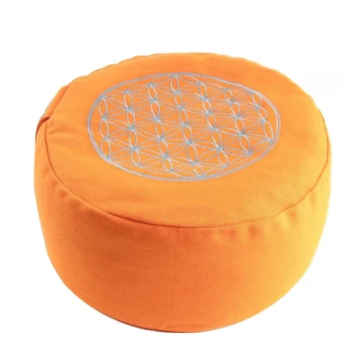 Abbildung von Blume des Lebens Meditationskissen orange