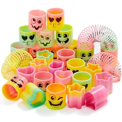 Abbildung von JOYIN 30 Pcs Party Mitgebsel Kindergeburtstag Regenbogen Gunst, Mini Kunststoff Spring Spielzeug, Fidget Stress für Karneval Preis Geburtstag Gastgeschenke Kleine Mitbringsel Kinder