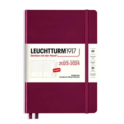 Abbildung von LEUCHTTURM1917 367553 Akademischer Wochenplaner Medium (A5) 2024, 18 Monate, Port Red, Englisch