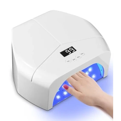 Abbildung von jutyum 298W LED UV Lampe, Lampe Nägel, Nagel mit 4 Timern, LCD Display, Sensor, Abnehmbarer Basis, für Gelnägel, Nageltrockner, Nagellampe,UV Shellac Weiß