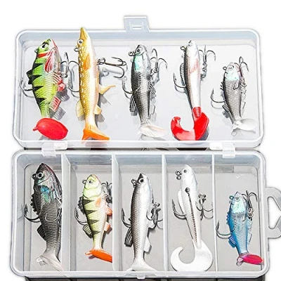 Abbildung von DONQL Angelköder, Kunstköder Gummiköder Set,weicher Fischköder mit scharfen Drillingen raubfisch köder Set,hecht üüßwasser Salzwasser forellen, Barsch, Lachs, Fischen Geschenk für Männe
