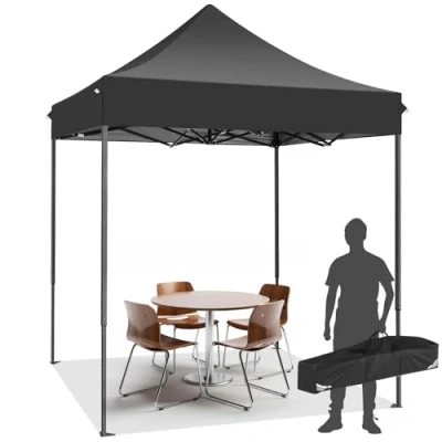 Abbildung von COBIZI 2x2M Faltpavillon Pavillon Wasserdicht Stabil Winterfest, Einfach Aufzubauendes Kommerzielles Hochleistungszelt, UV Schutz 50+ 3 Höhenverstellbar, Partyzelt mit Tragetasche, Schwarz