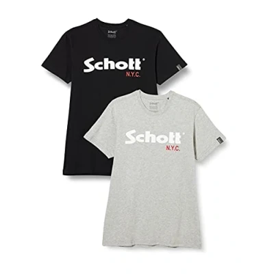 Abbildung von Schott 2 PACK Tshirt print, Herren, Größe: 3XL, Black/heather grey