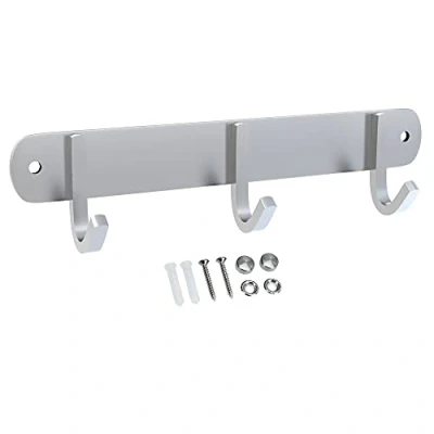 Abbildung von INTIRILIFE Edelstahl Garderobenleiste Modell D 3 Haken 22 x 4.7 cm Kleiderhaken Garderobe Hakenleiste in 5 verschiedenen Designs