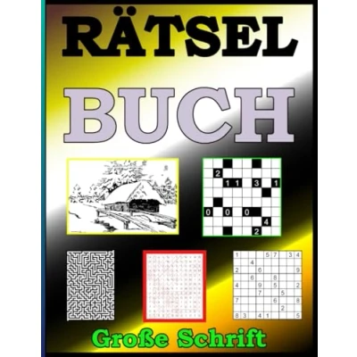 Abbildung von Rätselbuch für Rentner: Suchbilder, Labyrinthe, Wortsuchrätsel, Sudoku und Akari in großer Schrift