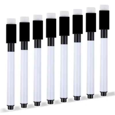 Abbildung von Yolistar 8 Stück Whiteboard Stifte,Folienstift Abwischbar mit Magnetisch,3 in 1 Board Marker Radierer und Dry Wipe Markers,für ür Whiteboards Memoboard Pinnwand Flipchart Marker(（Schwarz）