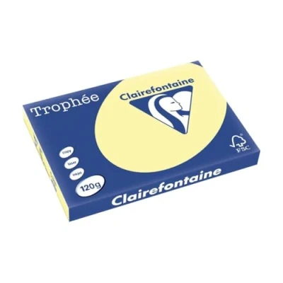 Abbildung von Clairefontaine 1308C Ries mit 250 Blatt Druckerpapier / Kopierpapier Trophée, DIN A3 (29,7x42 cm), 120g, Gelb Pastellfarbe, 1