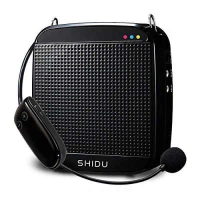 Abbildung von Drahtloser Sprachverstärker mit mikrofon, SHIDU Stimmverstärker S61318W Tragbarer Lautsprecher mikrofon Headset PA System Stimmverstaerker für Lehrer, Gesang, Fitnesstrainer, Yoga