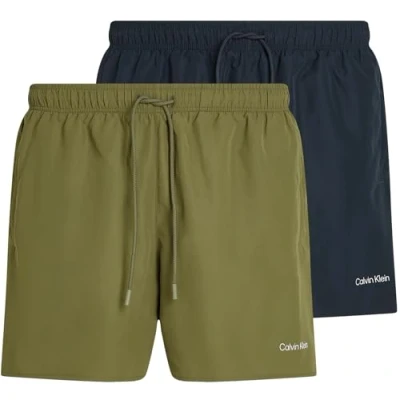 Abbildung von Calvin Klein Swimwear 2 PACK Badeshorts, Herren, Größe: Large, Dark sapphire/burnt olive