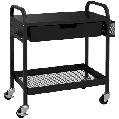 Abbildung von Rollwagen, Servierwagen mit 1 Schublade, Ablage, Küchenwagen Haken