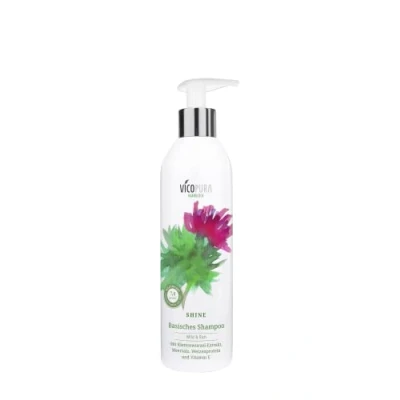 Abbildung von VICOPURA SHINE Shampoo, sehr mildes, basisches, silikonfreies Haarshampoo für trockenes, stumpfes Haar und trockene Kopfhaut, 250ml