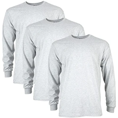 Abbildung von Gildan Unisex Erwachsene Ultra Cotton Long Sleeve, Style G2400, Multipack T Shirt, Aschgrau (3er Pack), XXL