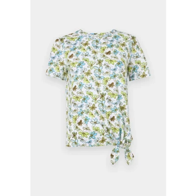Abbildung von TOM Tailor Denim Printed KNOT Tshirt print, Damen, Größe: Small, White/green/blue