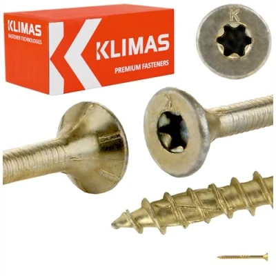 Abbildung von KLIMAS Holzschrauben Torx Spanplattenschrauben Gelb Senkkopfschrauben Terrassenschrauben Universalschrauben Dachkonstruktion Schrauben Set 3x35 mm 500 Stück