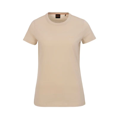 Abbildung von BOSS Elogo Tshirt basic, Damen, Größe: Small, Open beige