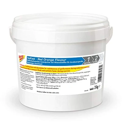 Abbildung von DEXTRO ENERGY ISO FAST RED ORANGE (3kg Eimer) Hypotones Elektrolyt Pulver mit Natrium, Magnesium, Kalium und Chlorid zur schnellen Kohlenhydrat Mineralstoff Versorgung, Glutenfrei, Laktosefrei