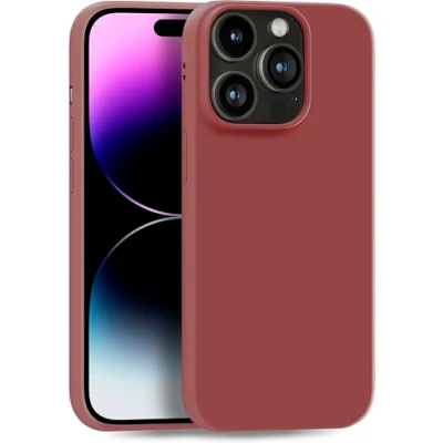 Abbildung von MyGadget Hülle kompatibel mit iPhone 14 Pro robuste Silikon Schutzhülle TPU Case Slim Silikonhülle Back Cover Ultra Kratzfest Handyhülle matt Braun