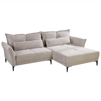 Abbildung von riess ambiente Ecksofa DESIGNO 250cm beige / schwarz, Einzelartikel 1 Teile, Wohnzimmer · Cord L Form inkl. Kissen Modern Design