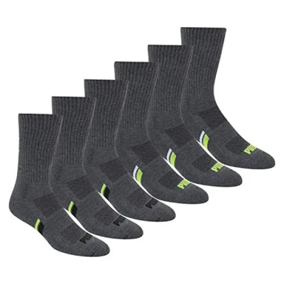 Abbildung von PUMA Herren 6er Pack Crew Socken, Grau/Grün, Large