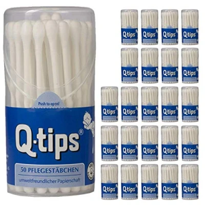 Abbildung von Q tips Pflegestäbchen mit Papierschaft, Reisegröße (24 x 50 Stück), Wattestäbchen ohne Plastik