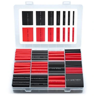 Abbildung von Wirefy Schrumpfschlauch Set mit Kleber 3:1 Schrumpfverhältnis, Doppelwandiger Wasserdicht, Polymer Heat Shrink Tube 3mm 25mm Schwarz &amp; Rot 200 Stück