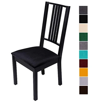 Abbildung von Homaxy Stuhlbezug Sitzfläche Samt Weich Sitzbezug Stuhl Stretch sitzbezüge für Esszimmerstühle Abwaschbar Schonbezug Hussen Stühle 2er Set, Schwarz