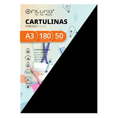 Abbildung von OFITURIA Pack 50 Cartulinas Color Negro Tamaño A3 180g
