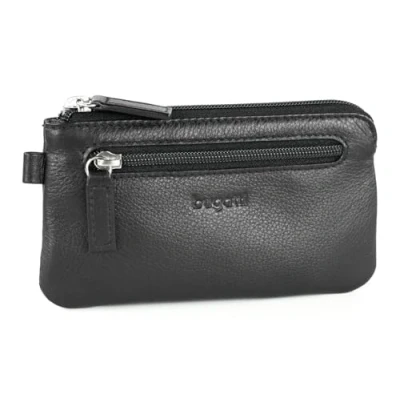 Abbildung von bugatti Sempre Schlüsseletui Leder Groß Schlüsseltasche für Damen und Herren Schlüsselmäppchen mit Geldfach, 13 cm, schwarz