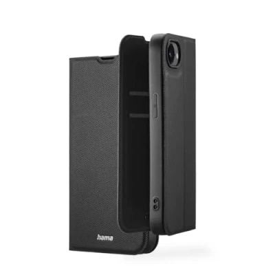 Abbildung von Hama Handyhülle für iPhone 16e (Handytasche zum Aufstellen, Etui mit Kartenfach, extra Schutz von Display und Kamera, Magnet, Klapphülle, weich, Anti Fingerabdruck) schwarz