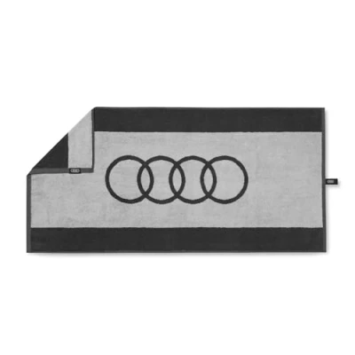 Abbildung von Audi 3132301800 Handtuch Ringe Logo Badetuch Badehandtuch Strandtuch, 150x80cm, grau