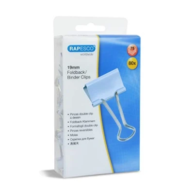 Abbildung von Rapesco 1490 19mm Foldback Klammern, Hellblau, 80 Stück