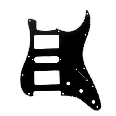 Abbildung von Musiclily Pro 11 Löcher HSH Strat Pickguard Gitarren Schlagbrett für Fender American/Mexican Standard Stratocaster Modern Style E Gitarre,3 lagig Schwarz