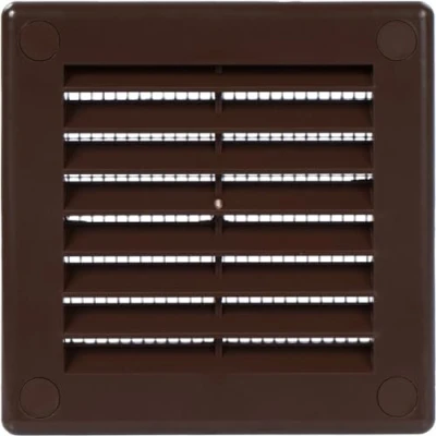 Abbildung von Vent Systems 100x100 mm Braune Lüftungsabdeckung flache, quadratische Lüftungsschlitze Integrierter Insektenschutz HVAC Lüftungsöffnungen für Badezimmer, Heimbüro