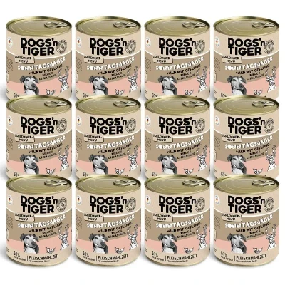 Abbildung von Adult Hundefutter, Sonntagsjäger, Hunde Nassfutter, Wild, Geflügel, Birne, Hirse &amp; Karotte, 12x 800g